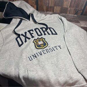 Oxford University Hoodie Mens Large Gray Pullover Sweatshirt Embroidered Logo
